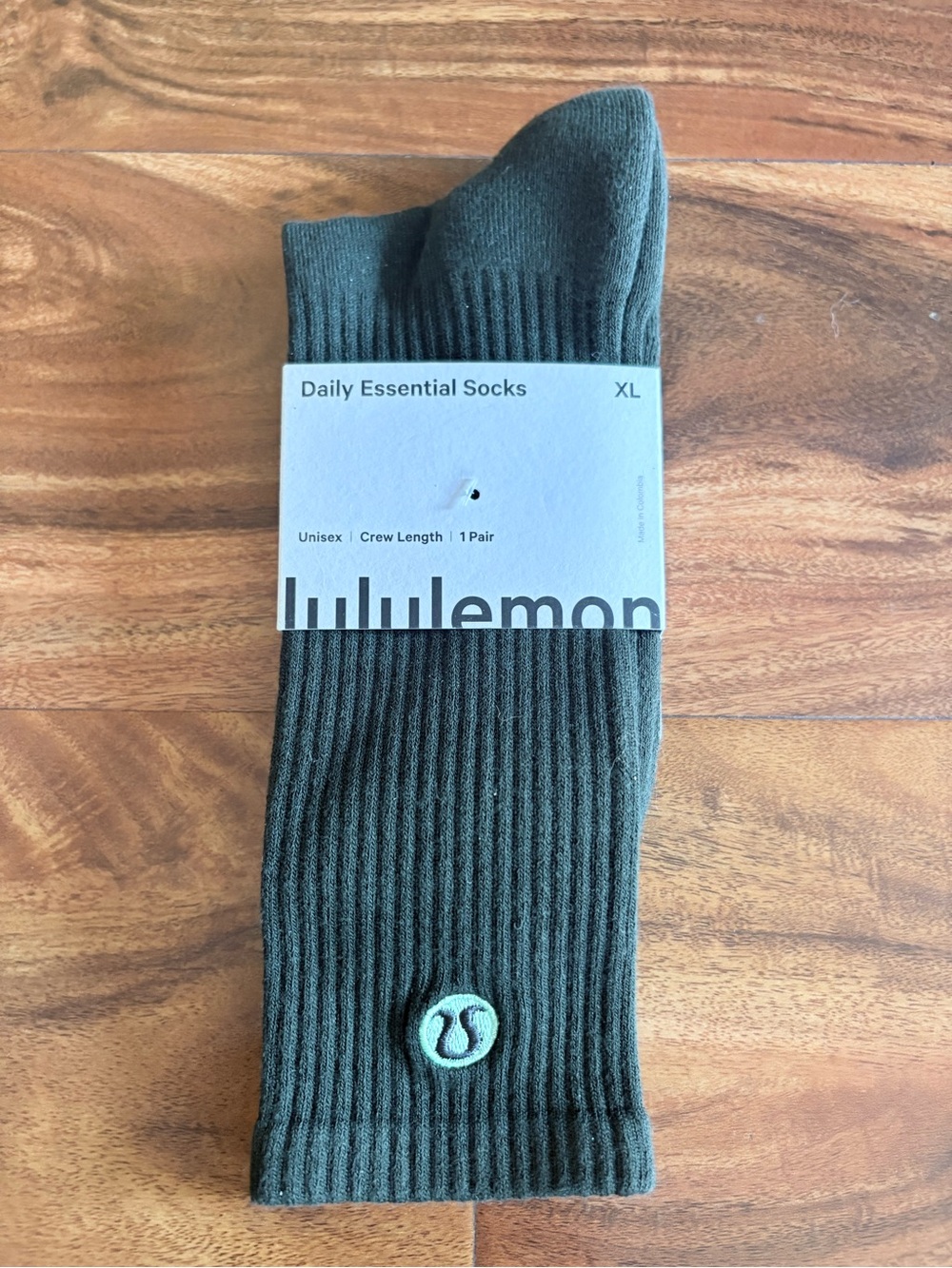 NWT Lululemon Unisex Men’s Forest Green Daily Essential Crew Length Socks XL